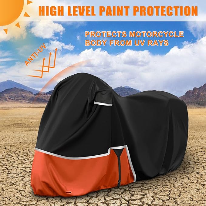 Waterproof Motorcycle Cover Replace for Honda Goldwing with Trunk Models, 420D Oxford Cloth GL1500, GL1800, Valkyrie Interstate Motorcycle Cover for Snow Rain Dust Protection