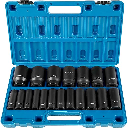 VEVOR 33-Piece 1/2" Drive Impact Socket Set with 19-Piece Deep Socket Set, Cr-V Alloy Steel, Storage Cases