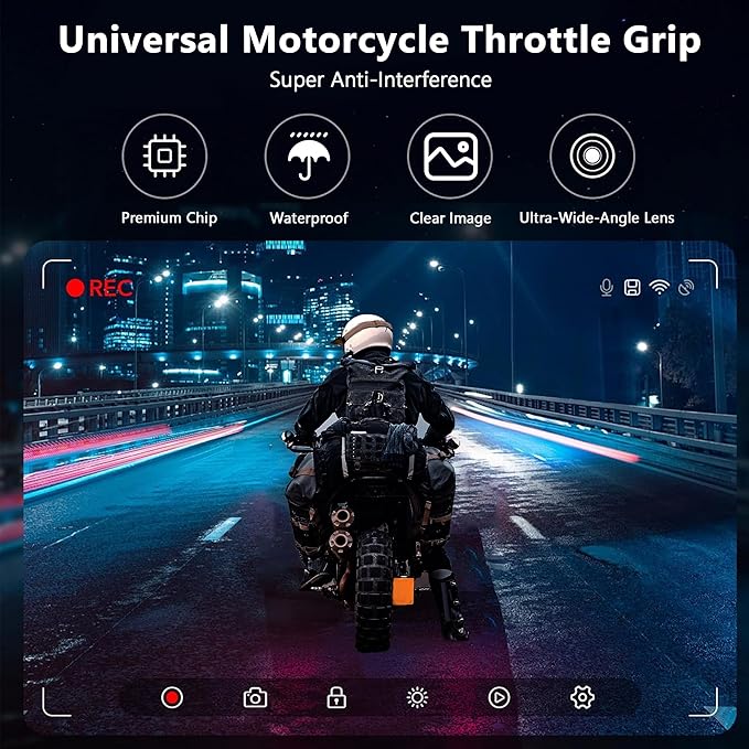 Fydun Motorcycle Dash Cam Front and Rear, 2 Inch 1080P+720P Dual Lens Motorbike DVR, IP67 Bike Camera with Loop Recording, G-Sensor, Parking Mode, Wired Remote Control