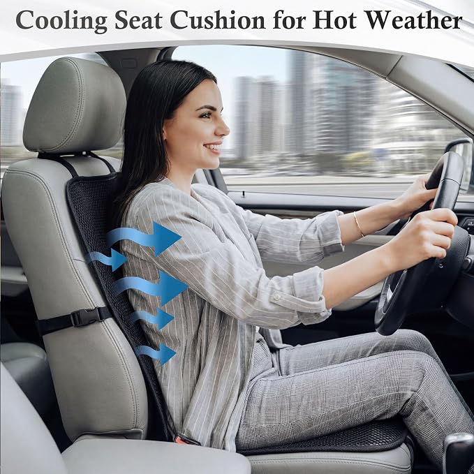 2 Pack 3D Air Mesh Car Seat Cushion - 41" x 15" Black Breathable Double Cool Chair Seat Pad for Truck, SUV, Van, Car - Universal Fit