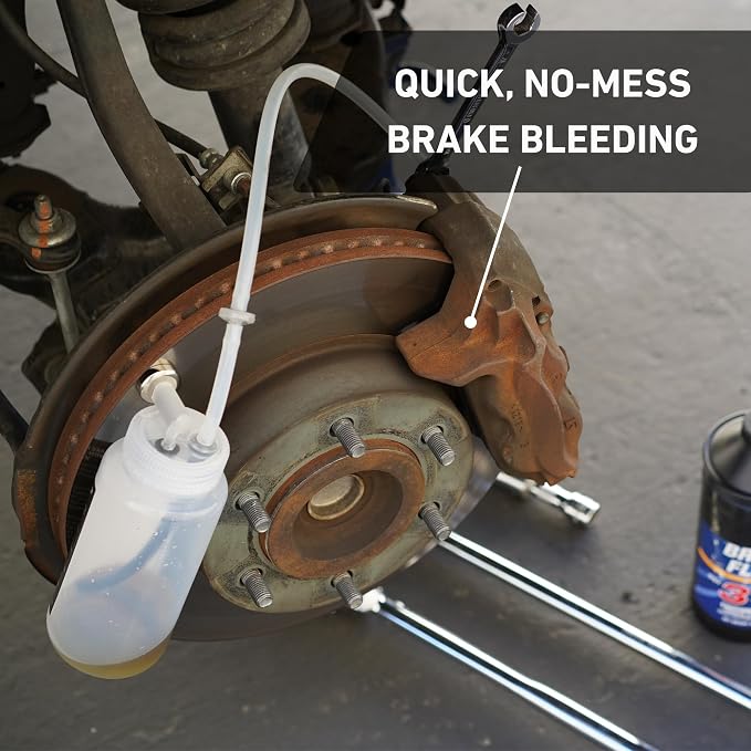 Brake Bleeder Kit - One-Way Check Valve, Magnet Mount, 16oz Catch Bottle, 16” Hose
