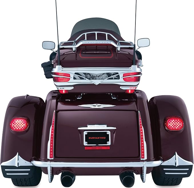 Kuryakyn 7220 Motorcycle Accent Accessory: Rear Wheel Mud Flaps/Splash Guards for 2011-19 Harley-Davidson Trike Motorcycles, Chrome, 1 Pair , Black