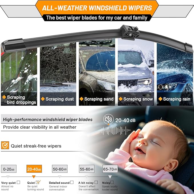 AUTOBOO 26"+24" Windshield Wipers Replacement for Mercedes-Benz Sprinter 1500 2500 3500 2019 2020 2021 2022 2023 -Original Equipment Factory Quality Wiper blades (Pack of 2)-Without window washer hose