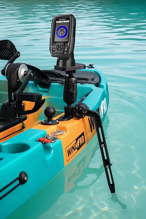 Kayak Fish Finder Mount with Transducer Mounting Arm, 1.5" Ball Marine Electronic Mount for Boat Track, Universal Mounting Plate, Compatible with Scotty, Lowrance, Garmin Fish Finders
