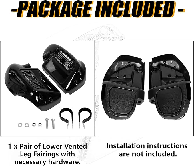 ECOTRIC Water-cooled Lower Vented Leg Fairing Compatible with 2014-UP Harley Davidson Touring Road King Road Glide Street Glide Glove Box