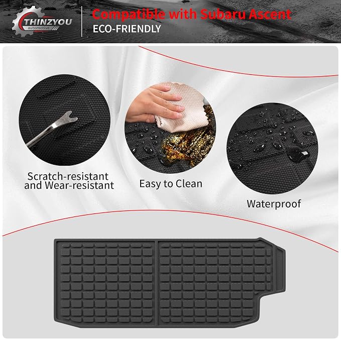 Cargo Mat Compatible with 2019-2025 2026 Subaru Ascent Cargo Liner Trunk Liner TPE Back Seat Cover Protector 2023 Ascent Accessories (Fit 7&8 Seats, Trunk Mat+3rd Row Backrest Mats)