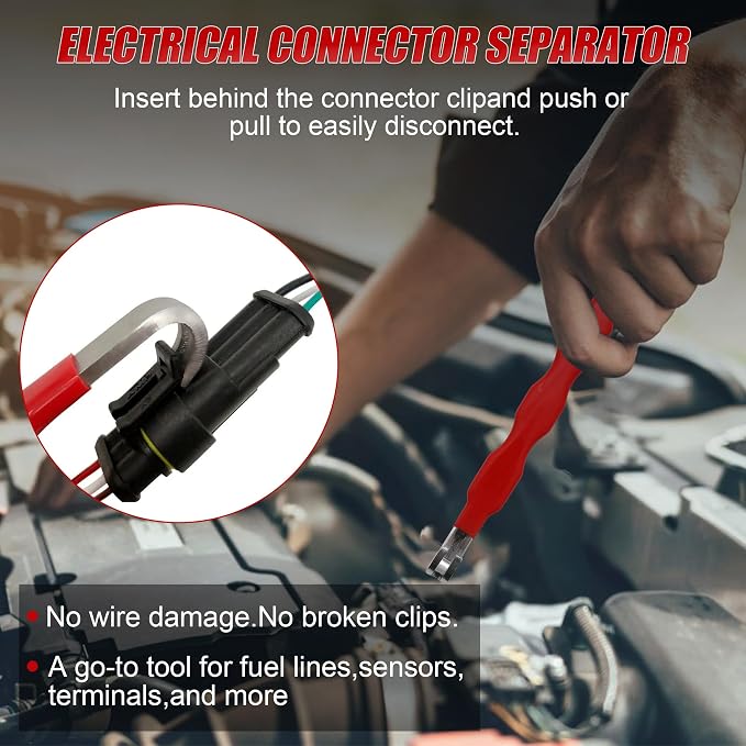 4 Pieces Electrical Disconnect Pliers,Automotive Electrical Plug Tool & 60 Degree Connector Pliers & Connector Separator & Hose Clamp Tools