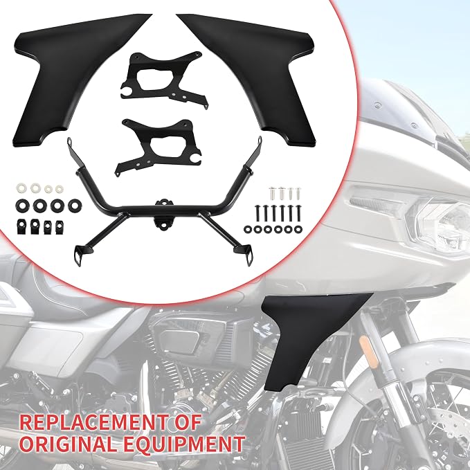 Side Fairings Spoiler Protector Covers for Road Glide 24-up, Black Side Panel Spoiler Protection Covers for Harley FLTRXSE 23-up FLTRT FLTRXL 26-up Accessories