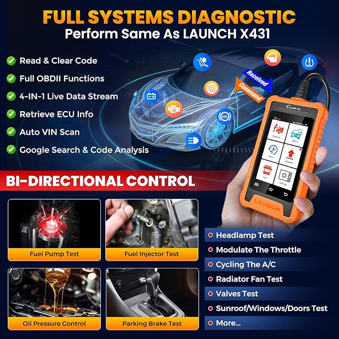 LAUNCH Creader Elite OBD2 Scanner Diagnostic Tool Fit for Audi Volkswagen Skoda Seat,Full System All Reset Bi-Directional Code Reader for VAG Vehicles,Active Test, ECU Code,Lifetime Update