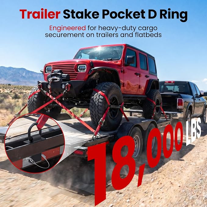 Stake Pocket D Ring, 18000lbs D Rings Heavy Duty Stake Pocket Tie Down for Trailers and Flatbeds Trucks, Removable Trailer Tractor Tie Down Accessories Anchor for Flatbed Cargo Trucks, 8 Pack