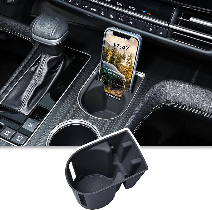 TOPINSTALL New Dash Tray and 2-in-1 Cup Holder with Phone Mount Compatible with 2025 2026 Toyota Sienna 12.3" Screen, Dashboard Hidden Screen Storage Organizer(Not for LE Trim with 8" Screen)
