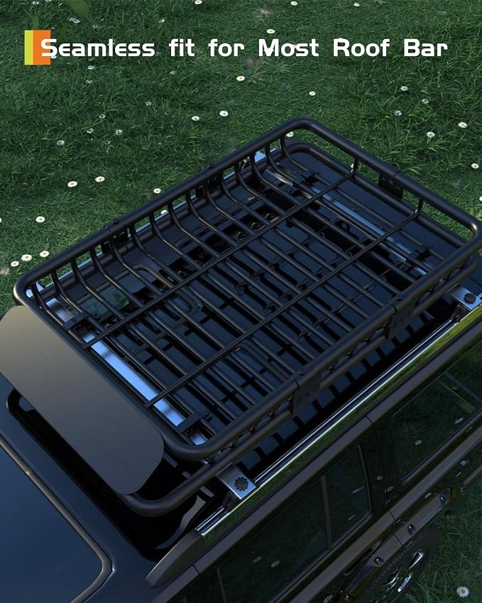 GarveeLife 51 in x 36 in Universal Roof Rack Basket, 200 LBS Capacity Rooftop Cargo Carrier Basket, Heavy Duty Luggage Holder Rack for SUVs, Trucks, Vehicles