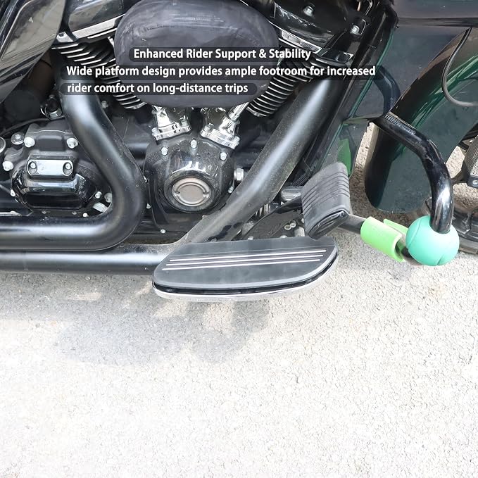 Streamliner Rider Driver Footboards Compatible with Harley Touring Road King, Street Glide, Electra Glide, Road Glide 1986-2024, Softail 1986-2017, FLD 2012-2016 Chrome