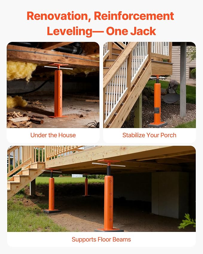 VEVOR House Floor Jacks, 2 Pack 19-36 Inch Height Range, 18000 lbs Max Load Capacity, Adjustable Support Beam Basement Jack Post Pole for Leveling, Lift Steel Telescoping Post for Temporary Support