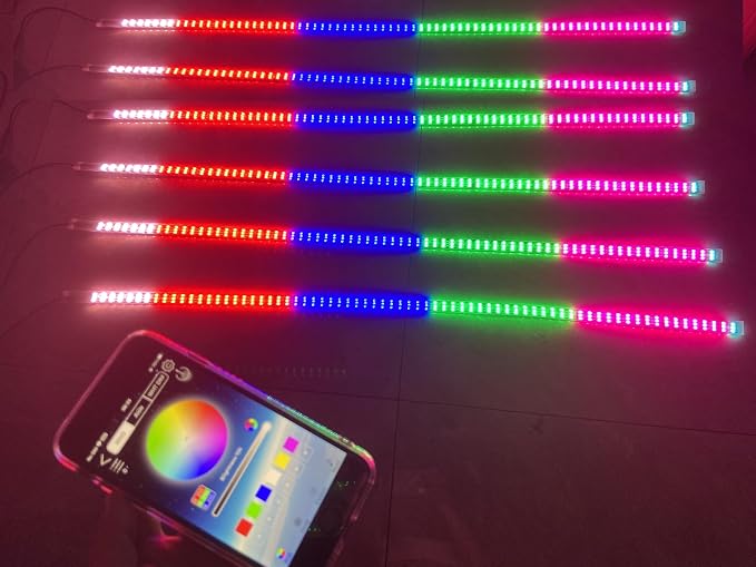 6PCS 6.5FT 2Meters 78" Triple Row Treble Rolls LEDs RGB Dream Color Chasing Flow Chaser Light Strips APP+Remote for Vehicle Car Truck Slingshot Slingtoys Ryker Spyder