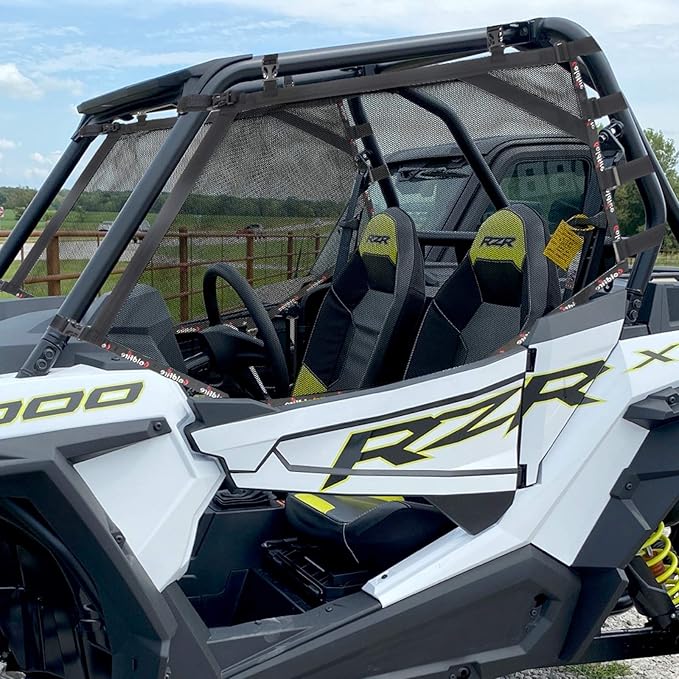 Goldfire Front Rear Window Wind Screen Shade Shield Cover Window Mesh Net Roll Cage Mesh Net Guard FIts for UTV Polaris RZR 570 800 1000 900 RZR XP Turbo 2015-2019, 2 Seater (Black)