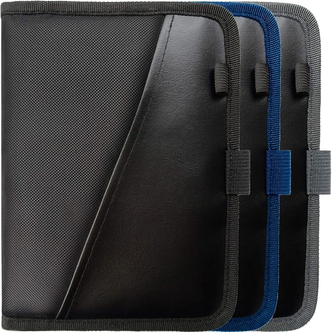 Glove Box Compartment Organizer - Car Document Holder - Owner Manual Case Pouch - Vehicle Storage Wallet for Registration & Insurance Card - BLACK + BLUE + GRAY BUNDLE