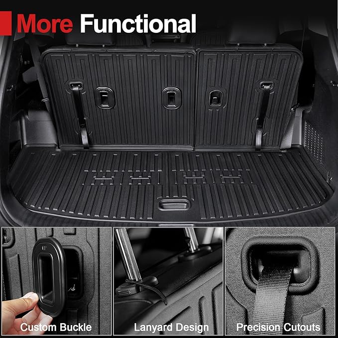 Cargo Mat with Backrest Mat for 2020-2025 Kia Telluride, All Weather TPE Trunk Mat Rear Cargo Liner Back Seat Cover Protector for Kia Telluride Accessories