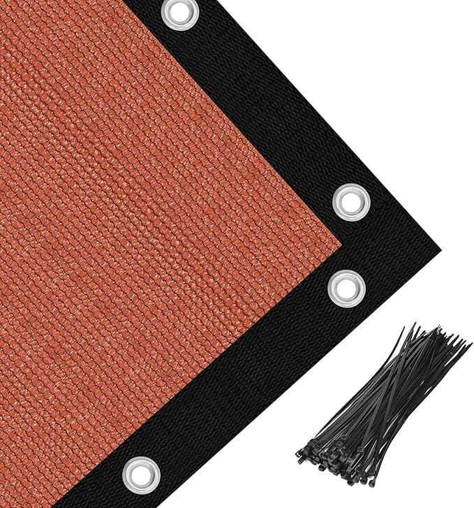 Amagenix 90% Pergola Shade Cover 8' X 18' Sun Shade Cloth with Grommets for Outdoor Garden Patio Porch, Commercial Grade 200 GSM - Cable Zip Ties Included (We Customized) GN108, Rust Red