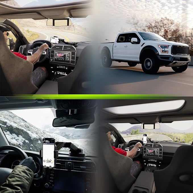 Gray Big Rig Truck Phone Mount & Green Big Rig Truck Phone Mount, Heavy Duty Cell Device Holder for Dashboard Windshield 16.9 inch Long Arm, Stable and Super Suction Cup (2 Device Mounts)