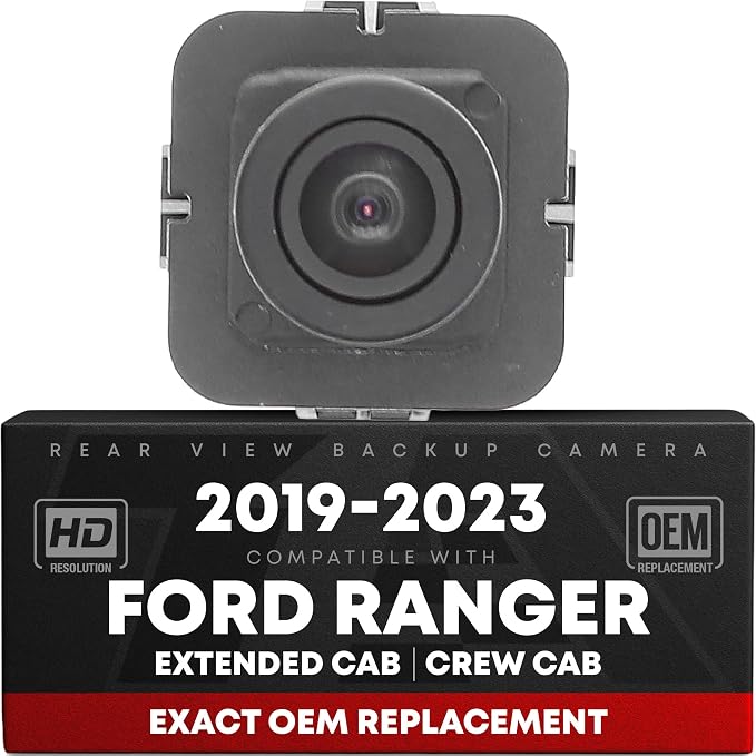 Rear View Backup Camera, Reverse Park Assist - Compatible with 2019-2023 Ford Ranger Crew Cab, 2019-2023 Ford Ranger Extended Cab - OEM KB3Z19G490B, FO1960185