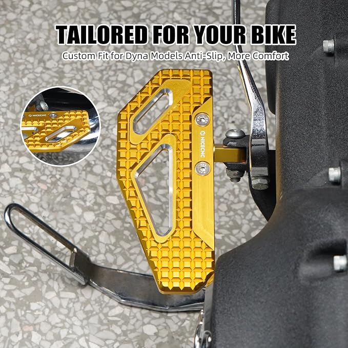 NICECNC Gold Rider Footpegs 33032-99 Compatible with Harley Dyna Street Bob FXDB 2006-2017 Low Rider FXDL 1993-2017 Super Glide FXD 1995-2013 Fat Bob FXDF 2008-2017 See Fitment