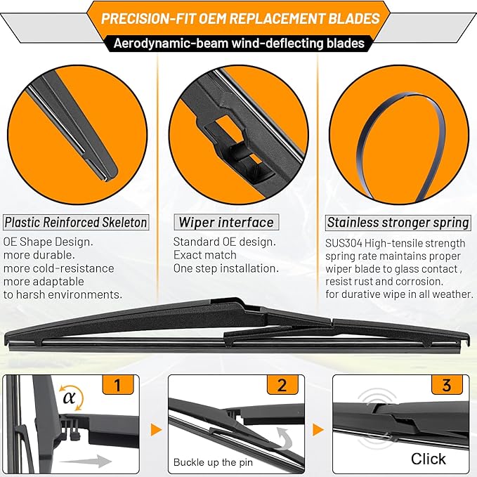 AUTOBOO 26"+16" Windshield Wipers with 12" Rear Wiper Blade Replacement for Lexus NX200t NX300 NX300h 2015 2016 2017 2018 2019 2020 2021 -Original Factory Quality (Pack of 3)