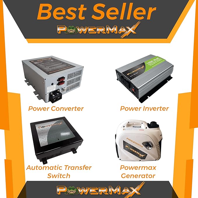 Powermax PM4 55A MBA 110V AC to 12V DC 55 Amp Power Converter with Built-in 4 Stage Smart Battery Charger