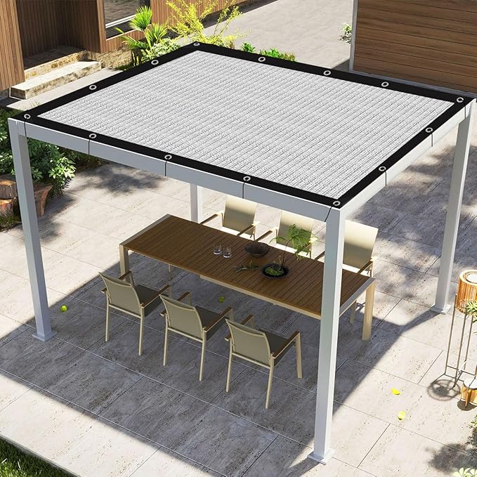 Shade Cloth-Thickened and Encrypted 80% Aluminum Shade Cloth for Greenhouse Balcony Garden,Outdoor Pergola,Lawn,Cars.Easy Hanging with Edges and Holes,Silver Heat Reflective Tarp