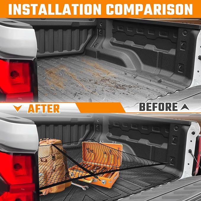 Truck Bed Mat and Net Compatible with 2023-2025 Chevrolet Colorado 5FT Truck Bed Replacement, Truck Net TPE Cargo Bed Liner All Weather Cargo Mat for Chevrolet Colorado Accessories
