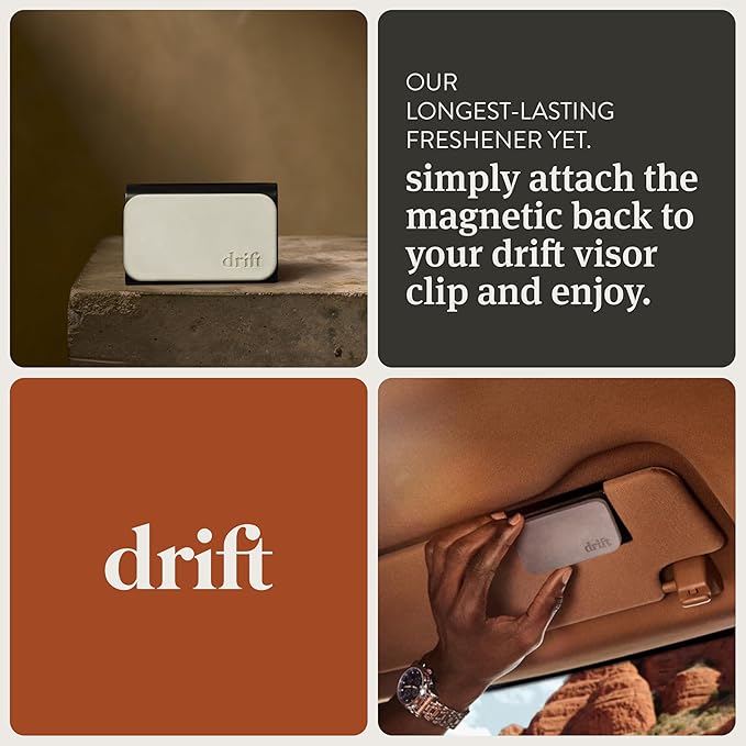 Drift Car Air Freshener - Stone Air Freshener Car Odor Eliminator - Long Lasting Scent - Auto Accessories - Metal Clip - Essential Oils - Clean Ingredients - Frosted Spruce Scent Starter Kit
