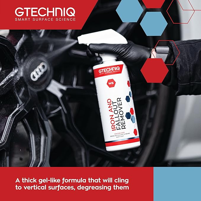 Gtechniq W6 Iron Removing Wheel & Paint Cleaner for Cars, 169 fl oz | Powerful Iron and Fallout Remover, Dissolves Contaminants Safely, Protects Paintwork and Wheels