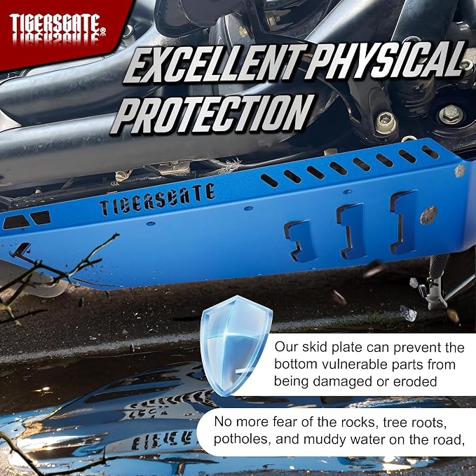 Aluminium Skid Plate Lower Engine Chassis Protection Guard for 2014-2023 Harley Touring Street Electra Road Glide King, Blue