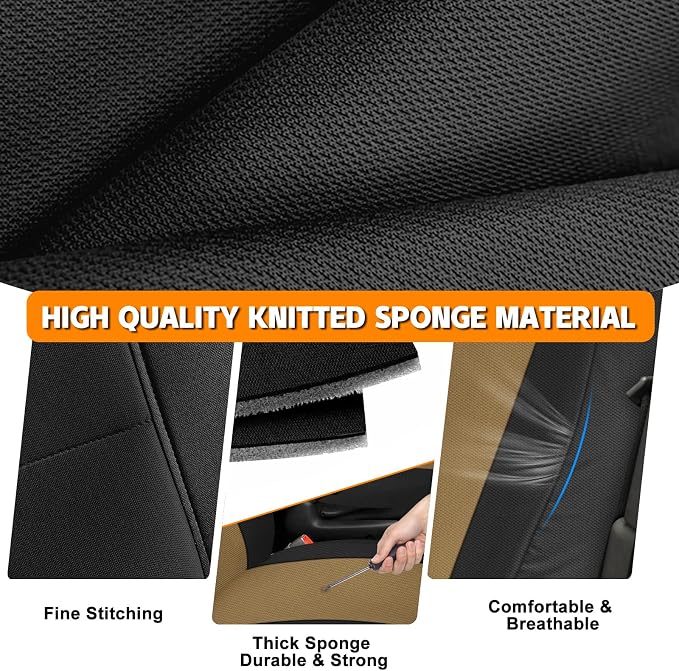 Seat Covers Compatible with 2010-2025 Chevy Express Front Bucket Seats with Opening for Grab Handle on Passenger Side Backrest, Custom-Made Heavy Duty Seat Cover, NOT for RV Seats