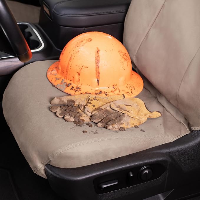 Covercraft Polycotton Custom Seat Covers for 2024-2026 Toyota Tacoma (Excludes TRD Pro), 1st Row Bucket Seats, Taupe