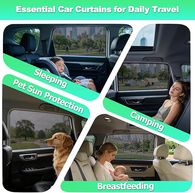Car Window Shades for 2023-2025 CRV - Rear Side Window Sun Shade for Baby, Breathable Mesh Car Privacy Window Covers, UV Protection and Heat Insulation for Road Trips, Napping, Camping