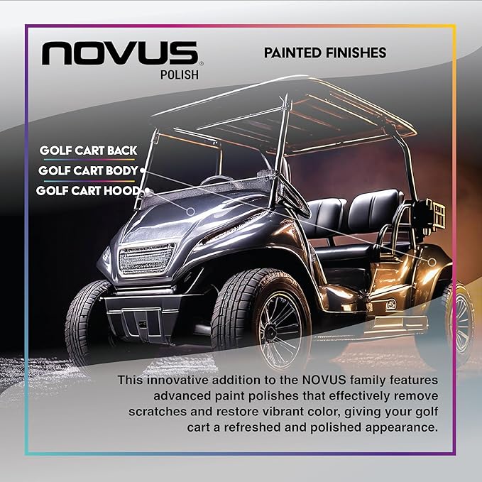 Novus Plastic Polish | Golf Cart Maintenance Kit | Includes Plastic Polish #3#2#1-2 Ounces Each, 2 Buffing Pads, Backing Drill Attachment, 3" Wool Pad, 3 Disposable Wipes