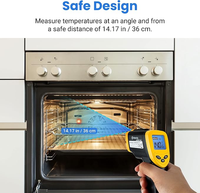Etekcity Infrared Thermometer 1080, Yellow & Infrared Thermometer 1080, Digital Temperature Gun for Cooking, Non Contact Electric Laser IR Temp Gauge, Yellow