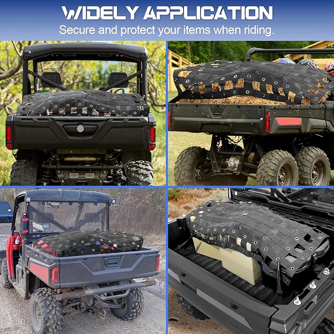 StarknightMT Cargo Net with Adjustable Straps Compatible with Truck Pickup UTV Polaris Ranger General Can-am Defender Commander Kawasaki Mule CFmoto UForce 45.7 * 27.2 inch