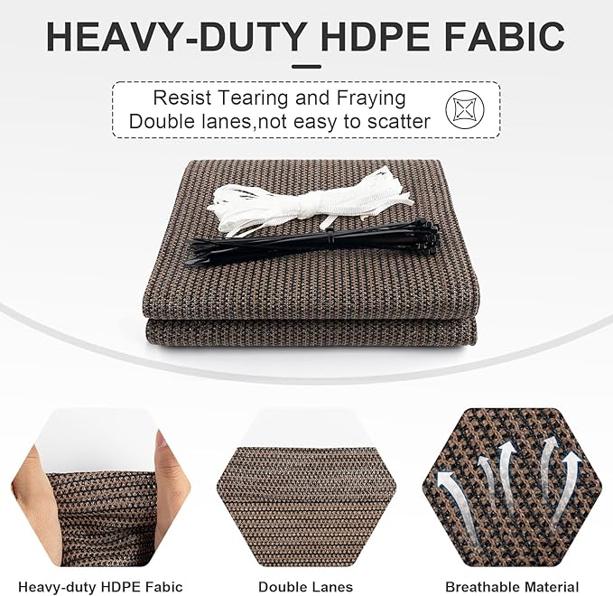 Cool Area Sun Shade Cloth with Grommets 3/4/6/8/10/12/16/20 FT Shade Panel Shade Tarp Screen Fabic for Outdoor Patio Pergola Cover Deck Garden, 10x14 FT, Brown