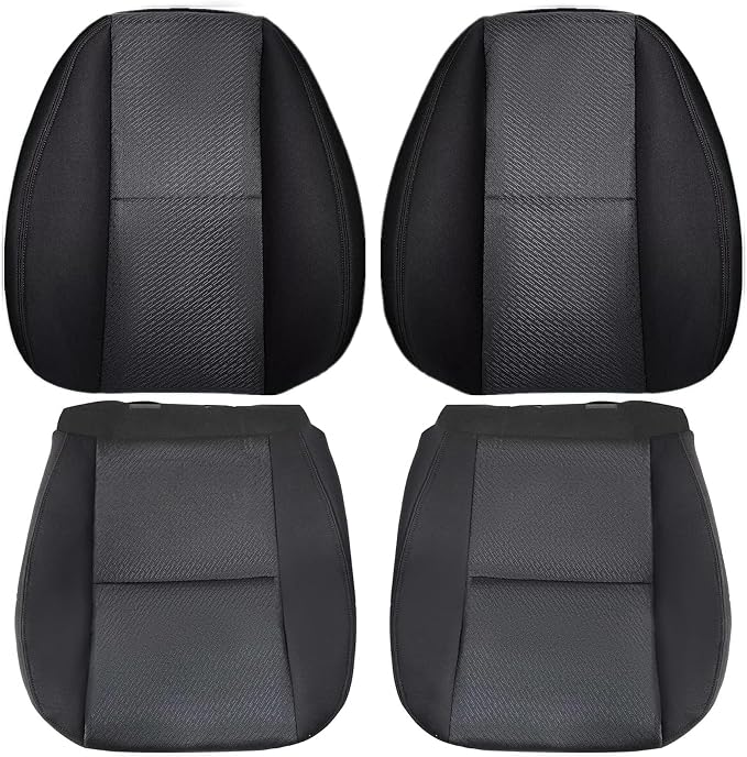 GXARTS Driver and Passenger Side Bottom & Top Lean Back Replacement Cloth seat Cover Black #19C Fit for Chevy Silverado Avalanche Suburban Tahoe GMC Sierra Yukon XL 2007 2008 2009 2010-2014