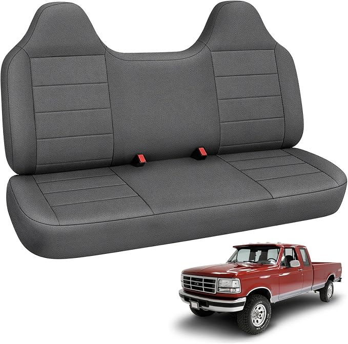 Seat Cover Compatible with 1992-1998 Ford F150/F250/F350 Solid Bench with Molded Headrest (No Center Armrest), Heavy Duty Knitted Fabric