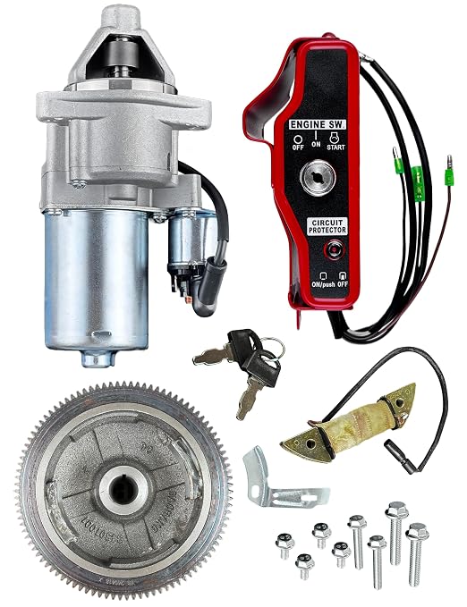 YAMAKATO Type A Electric Start Kit for Honda Gx340 GX390 11HP 13HP Small Engines, Key Box for 339cc-389cc Motor Upgrade Electrical Starter Type 1