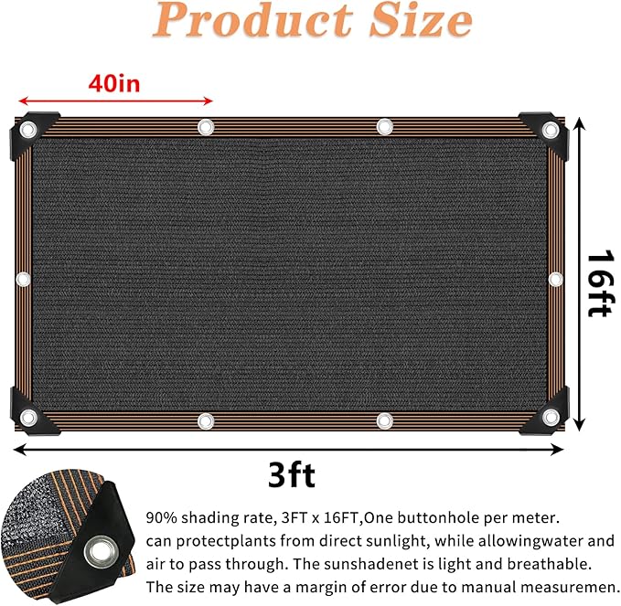 Shade Cloth 90% Sunblock Net for Garden Patio, for, Shade Sails -for Plants Greenhouse Outdoor Pergola Lawn Swimming Sun Shade Cloths for Kennel Chicken Coop Easier to Hang Shade Net Cover