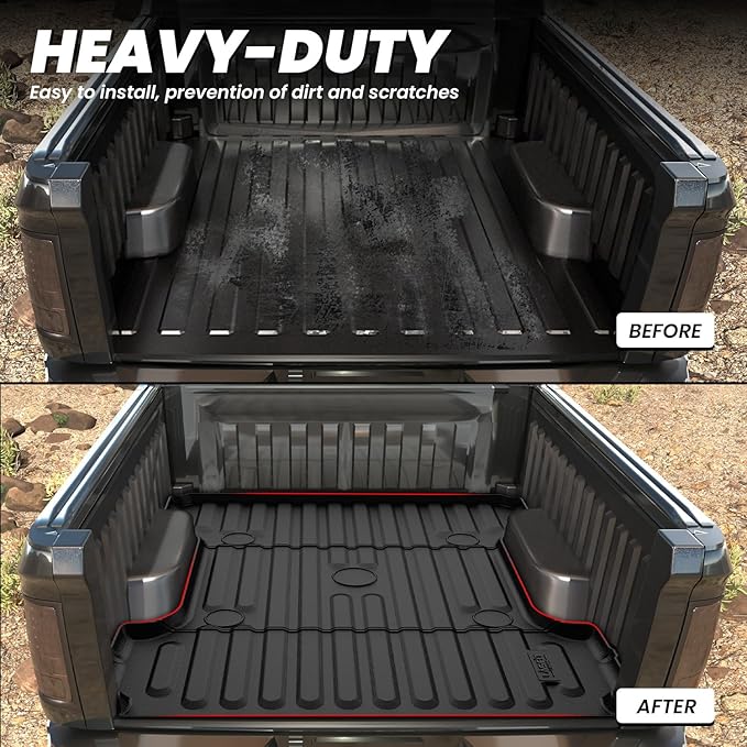 LASFIT 6.4FT Truck Bed Mat for Ram 1500 2006-2018 & Ram 2500/3500 2006-2026 & 1500 Classic 2019-2024 (6FT4/76.8 inches), NOT for Optional Rambox, All Weather Custom Fit TPE Truck Bed Liner