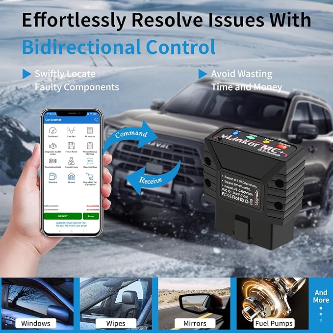 VGATE vLinker MC+ OBDII Bluetooth Adapter Car Wireless OBD2 Scanner All Systems Diagnostic Scan Tool and Code Reader Clear Faults Hacker-Proof for iOS, Android &Windowns