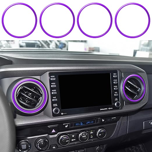 for Toyota Tacoma Accessories 2023 2022 2021 2020 with 8" or 7" Touchscreens Knob Covers - AC Vent Ring Button Knob Covers for Air Conditioner Volume Mirror Push Start Stop Button Trim 12Pcs (Purple)
