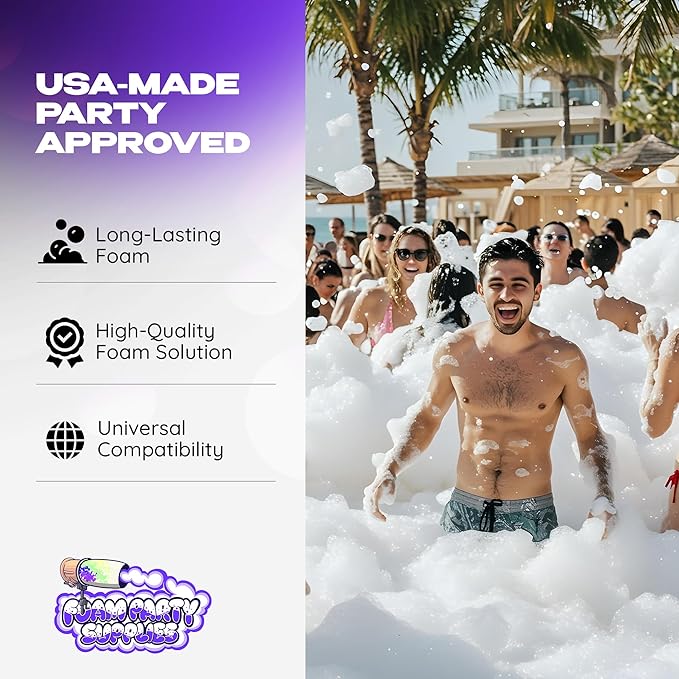 Foam Solution – Makes Up to 20 Gallons of Water – Ultra Concentrated, Non-Toxic & Hypoallergenic – Compatible with All Foam Machines for Parties & Events (20 Gallons)