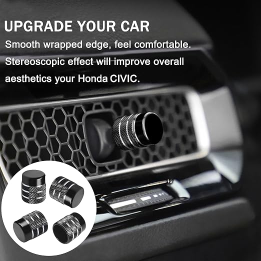Knob Covers for Honda Civic Accessories 2026 2025 2022-2024 for CRV 2026 2025-2023 for Acura Integra 2023-2025 Hazard Warning Lights, AC, Air Vent, Audio, Push Start Button Cover Ring 12Pcs(Black)