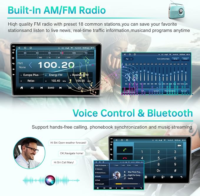 Car Radio Stereo for Honda Accord 7th Gen (2003-2007) Android 14 2GB+64GB Wireless CarPlay & Android Auto, 10-Inch IPS Touchscreen, Bluetooth WiFi GPS Navi, FM/AM, Backup Camera, SWC
